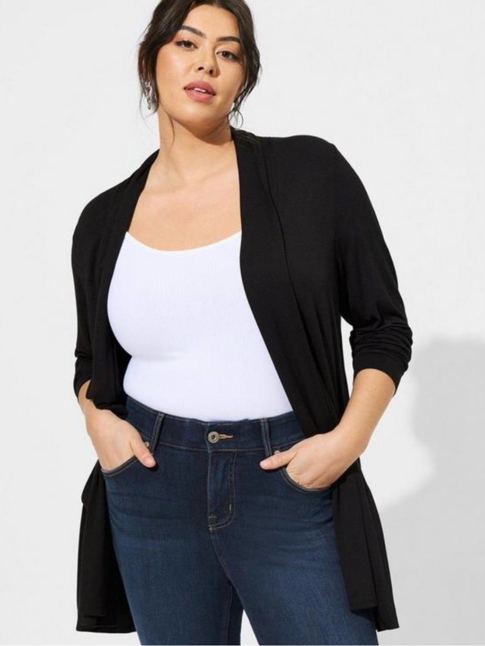 Torrid Women’s Super Soft Fleece Open Front Hooded Cardigan Black Size 1 (1X)